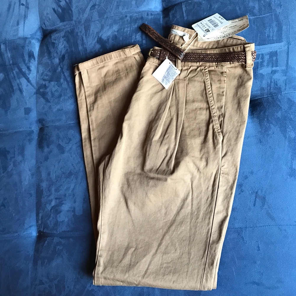 Zara Woman Belted Trousers Slightly Pleated